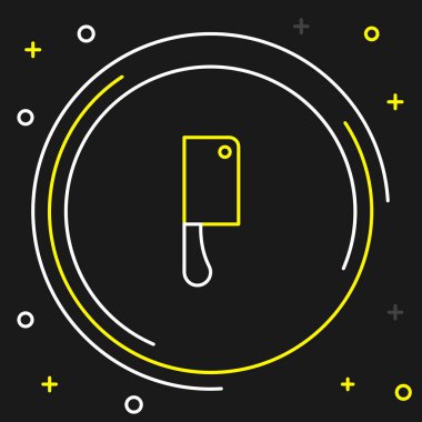 Çizgi Et Helikopteri simgesi siyah arkaplanda izole edildi. Et için mutfak bıçağı. Kasap bıçağı. Renkli taslak konsepti. Vektör