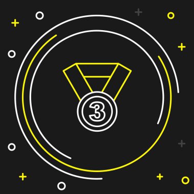 Çizgi Madalyası simgesi siyah arkaplanda izole edildi. Kazanan sembol. Renkli taslak konsepti. Vektör