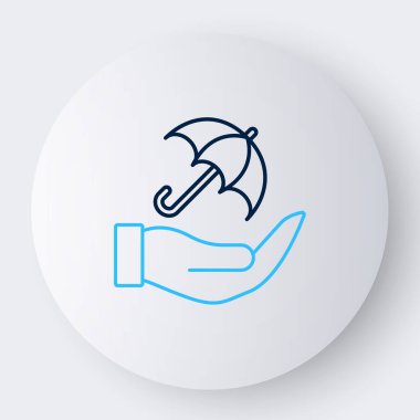 Çizgi Şemsiyesi 'nin el simgesi beyaz arkaplanda izole edildi. Sigorta konsepti. Su geçirmez ikon. Koruma, güvenlik, güvenlik kavramı. Renkli taslak konsepti. Vektör