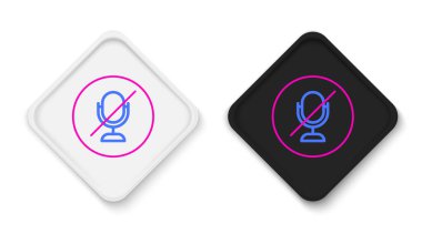 Beyaz arkaplanda sessiz hat mikrofon simgesi izole edildi. Mikrofon sesi kapatıldı. Renkli taslak konsepti. Vektör