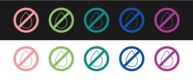 Yasak su bırakma simgesini siyah beyaz arkaplanda izole et. Su işareti yok. Vektör