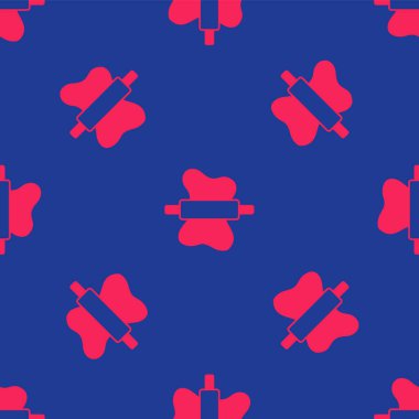 Hamur simgesinin üzerindeki kırmızı raptiye mavi arka planda izole edilmiş pürüzsüz desen. Vektör