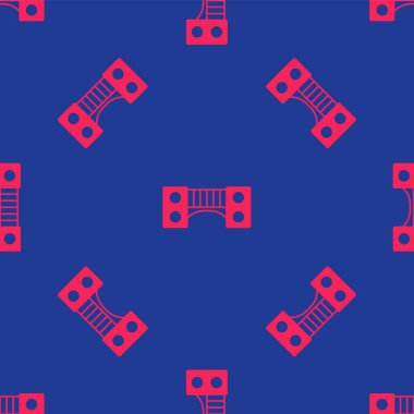 Kırmızı Çocuk parkı ikonu mavi arka planda izole edilmiş kusursuz desen. Vektör