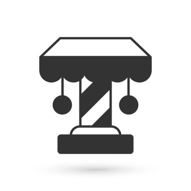 Gri Çekim Atlıkarınca simgesi beyaz arkaplanda izole edildi. Eğlence parkı. Çocuklar için eğlence parkı, eğlence parkı. Vektör