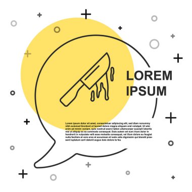 Siyah çizgi. Beyaz arka planda kanlı bıçak ikonu var. Çatal bıçak sembolü. Mutlu Cadılar Bayramı Partisi. Rastgele dinamik şekiller. Vektör