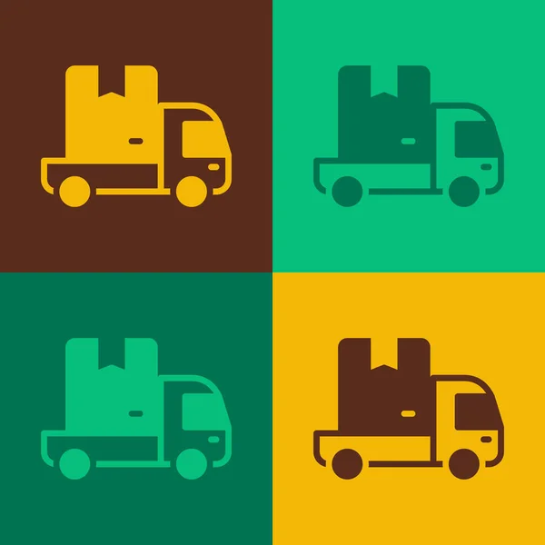 Pop Art Delivery Cargo Truck Vehicle Icon Isolated Color Background — Stock Vector