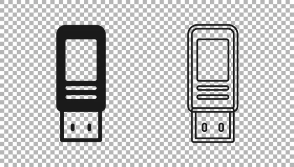 Μαύρο Εικονίδιο Μονάδας Flash Usb Απομονωμένο Διαφανές Φόντο Διάνυσμα — Διανυσματικό Αρχείο