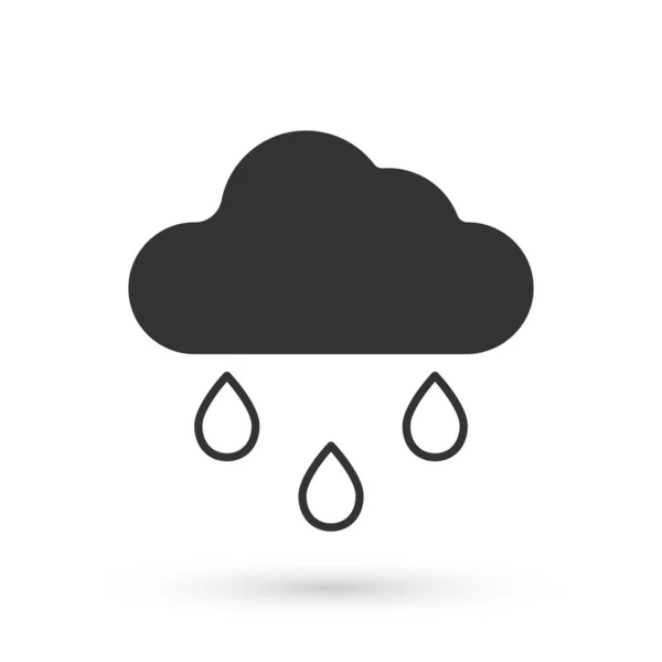 Szara Chmura Ikoną Deszczu Odizolowana Białym Tle Deszczowe Opady Deszczu — Wektor stockowy