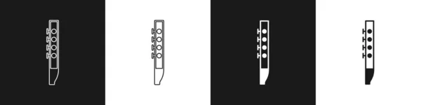 Setzen Sie Das Flötensymbol Isoliert Auf Schwarzem Und Weißem Hintergrund — Stockvektor