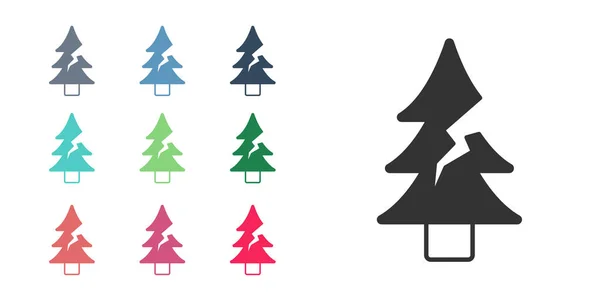 Icono Árbol Negro Aislado Sobre Fondo Blanco Símbolo Forestal Establecer — Vector de stock