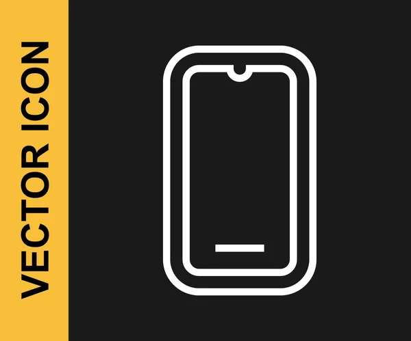 Ligne Blanche Smartphone Icône Téléphone Portable Isolé Sur Fond Noir — Image vectorielle