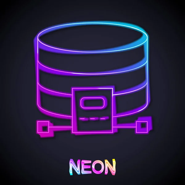 Zářící Neonová Čára Ikona Databáze Cloud Izolovaná Černém Pozadí Koncept — Stockový vektor