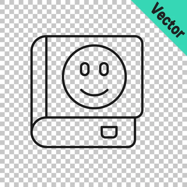 Icono Libro Línea Negra Aislado Sobre Fondo Transparente Vector — Vector de stock