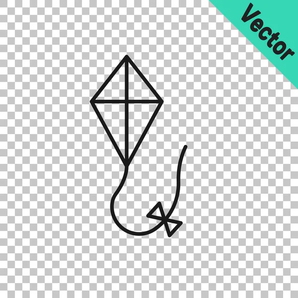 Black Line Kite Symbol Isoliert Auf Transparentem Hintergrund Vektor — Stockvektor