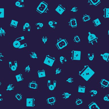 Mıknatıs, elektrik prizi, Tee elektrik ve araba bataryalarını kusursuz akıma ayarlayın. Vektör