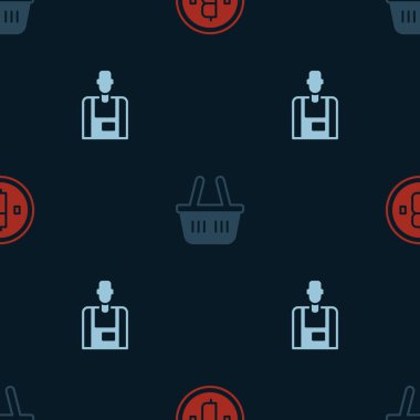 Şifreli para Bitcoin, Alışveriş sepeti ve Satıcı 'yı kusursuz düzende ayarla. Vektör