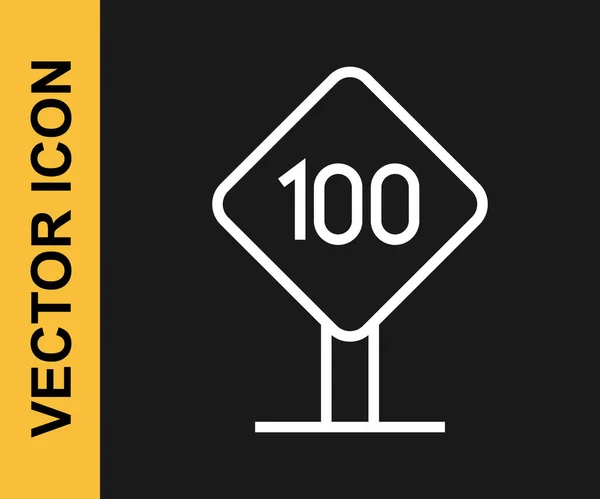 White Line Speed Limit Traffic Sign 100 Icon Isolated Black — Stock Vector