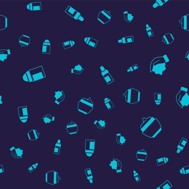 Deodorant rulosu, traş köpüğü, temel yağ şişesi ve krem losyon kozmetik tüpünü pürüzsüz desene ayarlayın. Vektör