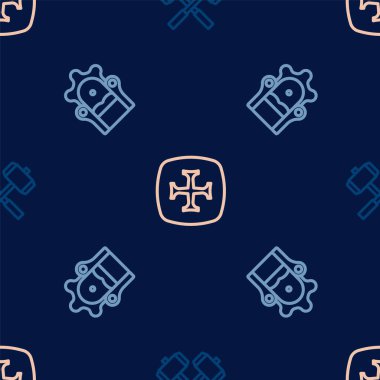 Çizgiyi aşan savaş çekiçleri, Ortaçağ tahtı ve Haçlı Seferi 'ni kusursuz bir düzene sokun. Vektör