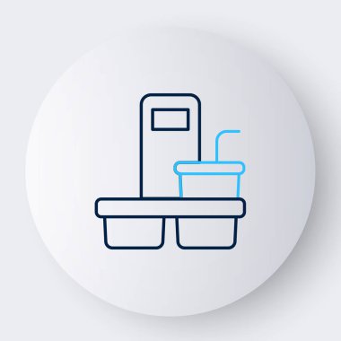 Çizgili kahve fincanı beyaz arka planda izole edilmiş bir ikon haline gelecek. Renkli taslak konsepti. Vektör