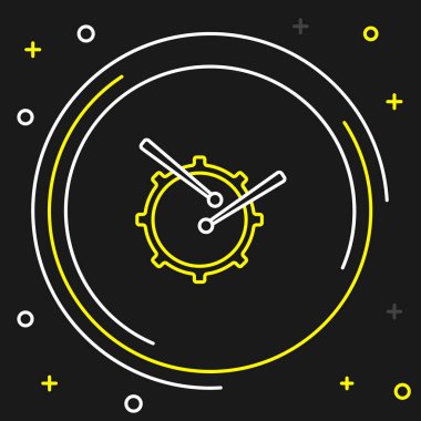 Siyah arkaplanda baget çubuğu simgesi olan Line Drum. Müzik işareti. Müzik aleti sembolü. Renkli taslak konsepti. Vektör