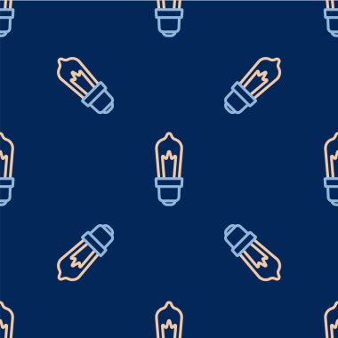 Fikir simgesi kavramına sahip çizgi lambası mavi arkaplanda izole edilmiş pürüzsüz desen. Enerji ve fikir sembolü. İlham konsepti. Vektör