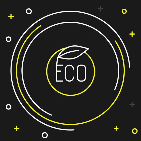 Line Banner Etiqueta Etiqueta Logotipo Para Eco Verde Icono Alimentos — Vector de stock