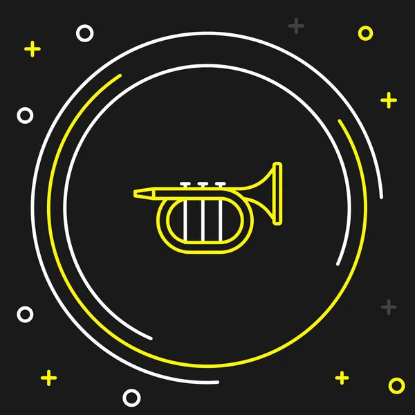 Linje Trumpet Ikon Isolerad Svart Bakgrund Musikinstrument Färgstarkt Skisskoncept Vektor — Stock vektor