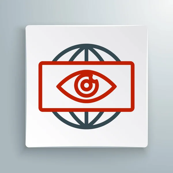 线条哥哥电子眼睛图标孤立在白色背景 全球监测技术 计算机系统和网络安全 五彩缤纷的概念 — 图库矢量图片