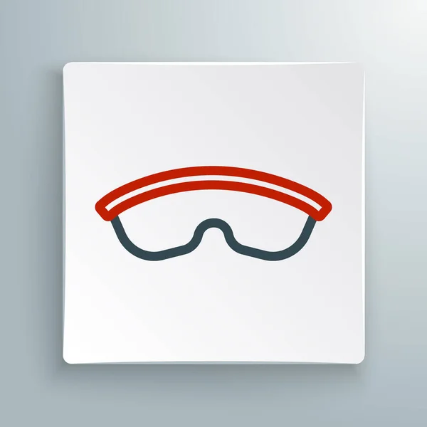Linje Säkerhet Goggle Glasögon Ikon Isolerad Vit Bakgrund Färgstarkt Skisskoncept — Stock vektor
