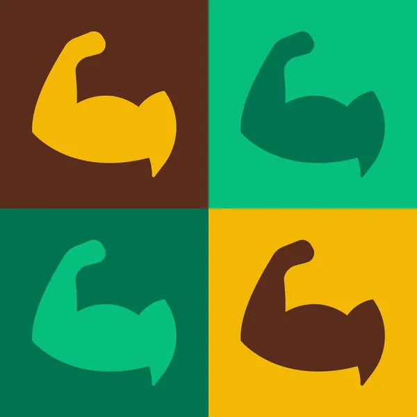 Pop Art Bodybuilder Toont Zijn Spieren Pictogram Geïsoleerd Kleur Achtergrond — Stockvector