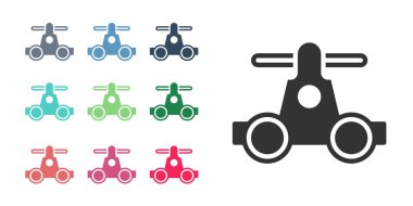 Siyah Draisine el arabası bisiklet taşıma ikonu beyaz arka planda izole edildi. Simgeleri renklendirin. Vektör