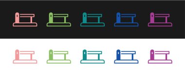Demiryolu bariyeri simgesini siyah beyaz arkaplanda izole et. Vektör