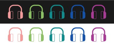 Gürültü kesen kulaklık simgesini siyah ve beyaz arkaplanda izole et. Kulaklıklar gürültüden korunmak için. Vektör