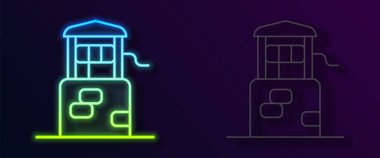 Parlayan neon hattı siyah arkaplanda izole edilmiş bir simge. Vektör