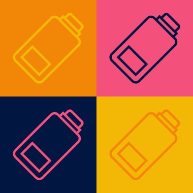 Pop Art Line Batarya şarj seviyesi göstergesi simgesi renk arkaplanında izole edildi. Vektör