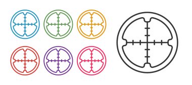 Keskin nişancı optik görüş simgesini beyaz arkaplanda izole et. Keskin nişancı dürbünü. Simgeleri renklendirin. Vektör