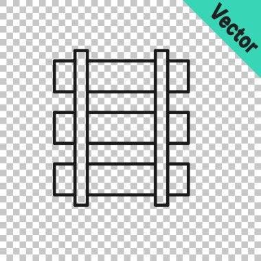 Siyah hat Demiryolu, demiryolu ikonu şeffaf arka planda izole edilmiş. Vektör