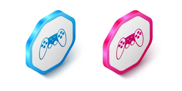 Isometrische Gamepad Icoon Geïsoleerd Witte Achtergrond Spelregelaar Hexagon Knop Vector — Stockvector