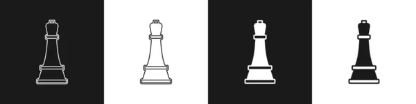 Setze Das Schachsymbol Isoliert Auf Schwarzem Und Weißem Hintergrund Geschäftsstrategie — Stockvektor