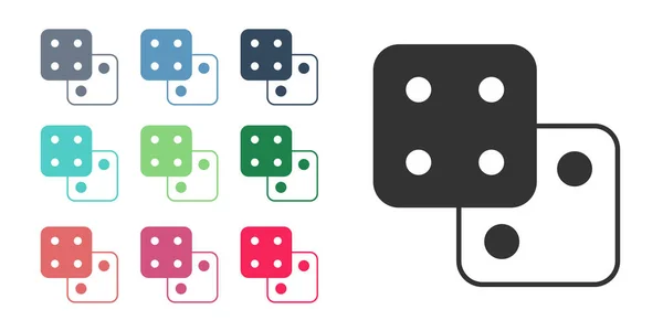 Ícone Dados Black Game Isolado Fundo Branco Jogo Casino Definir — Vetor de Stock
