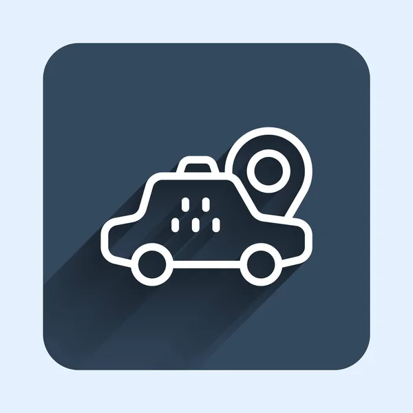Ligne Blanche Pointeur Carte Avec Icône Voiture Taxi Isolé Avec — Image vectorielle