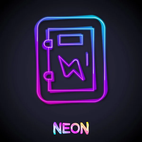 Zářící Neonová Čára Ikona Elektrického Panelu Izolovaná Černém Pozadí Vektor — Stockový vektor
