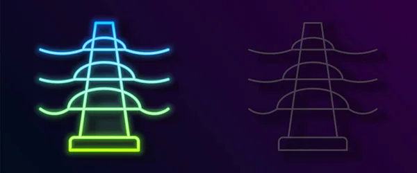 Gloeiende Neon Lijn Elektrische Toren Gebruikt Een Icoon Van Bovenleiding — Stockvector