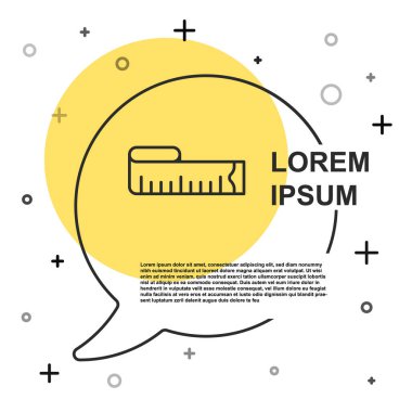 Beyaz arkaplanda siyah çizgi mezurası simgesi izole edildi. Ölçüm bandı. Rastgele dinamik şekiller. Vektör