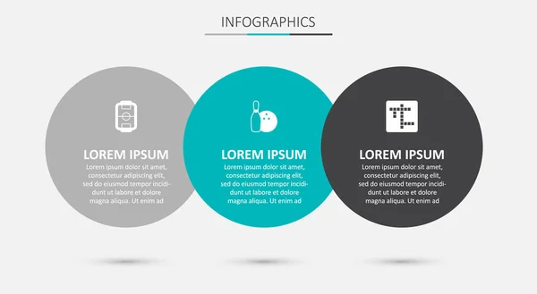 Set Bowling Pin Und Ball Tischfußball Und Kreuzworträtsel Geschäftsinfografische Vorlage — Stockvektor