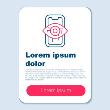 Gri arkaplanda çizgi bilgisayar görme simgesi izole edildi. Teknik görüş, göz devresi, video izleme sistemi, artırılmış gerçeklik sistemleri. Renkli taslak konsepti. Vektör