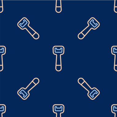 Çizgi Şişe Açıcı simgesi mavi arkaplanda izole edilmiş kusursuz desen. Vektör
