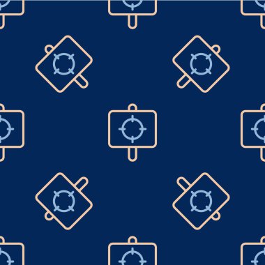 Hat Hedefi spor simgesi mavi arkaplandaki kusursuz deseni izole etti. Atış mesafesi ya da atış mesafesi için sayıları olan temiz bir hedef. Vektör