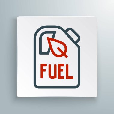 Biyolojik yakıt kutusu simgesi beyaz arka planda izole edildi. Çevre biyolojisi ve namlusu. Yeşil çevre ve geri dönüşüm. Renkli taslak konsepti. Vektör